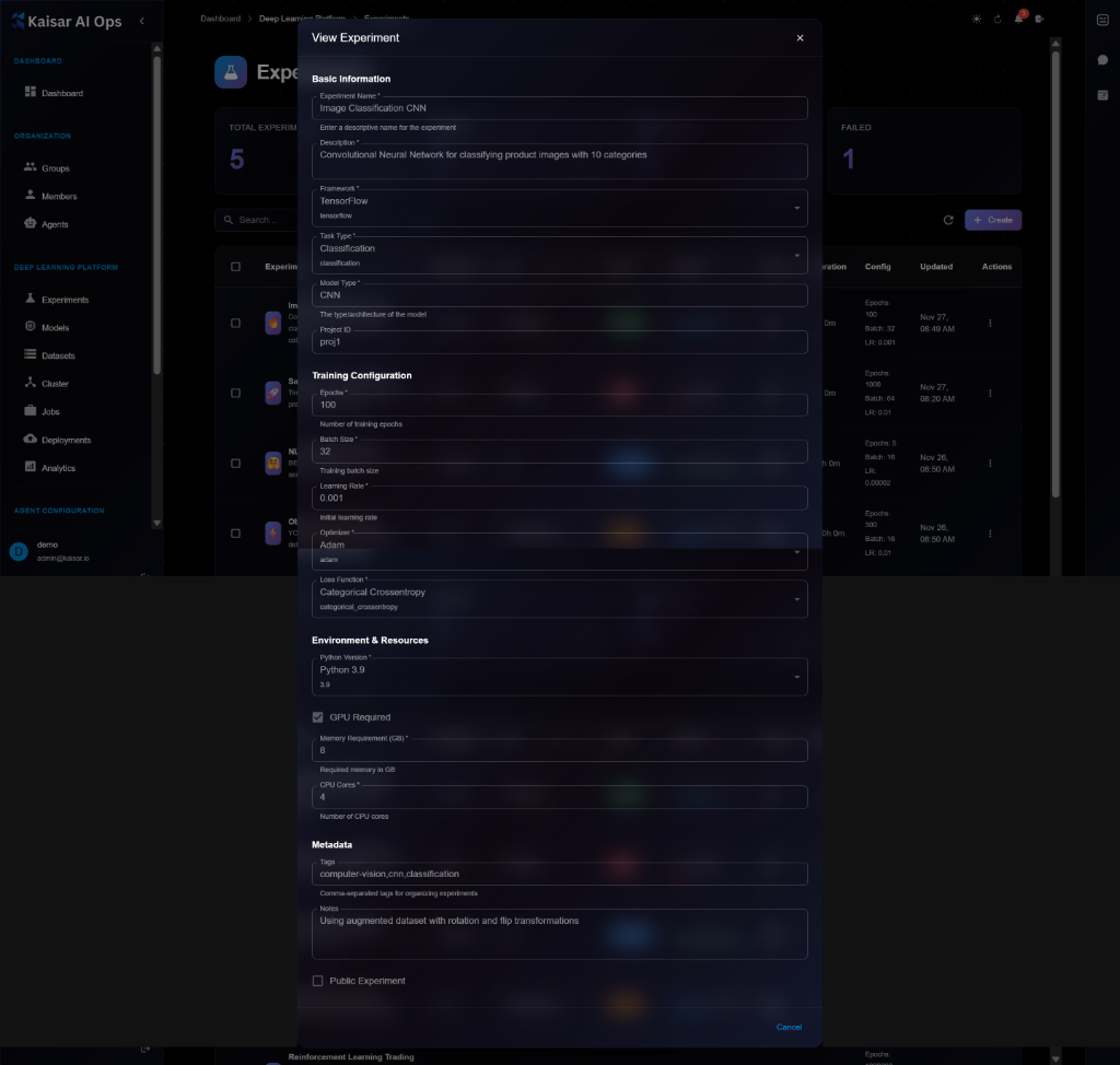 View Experiment Details