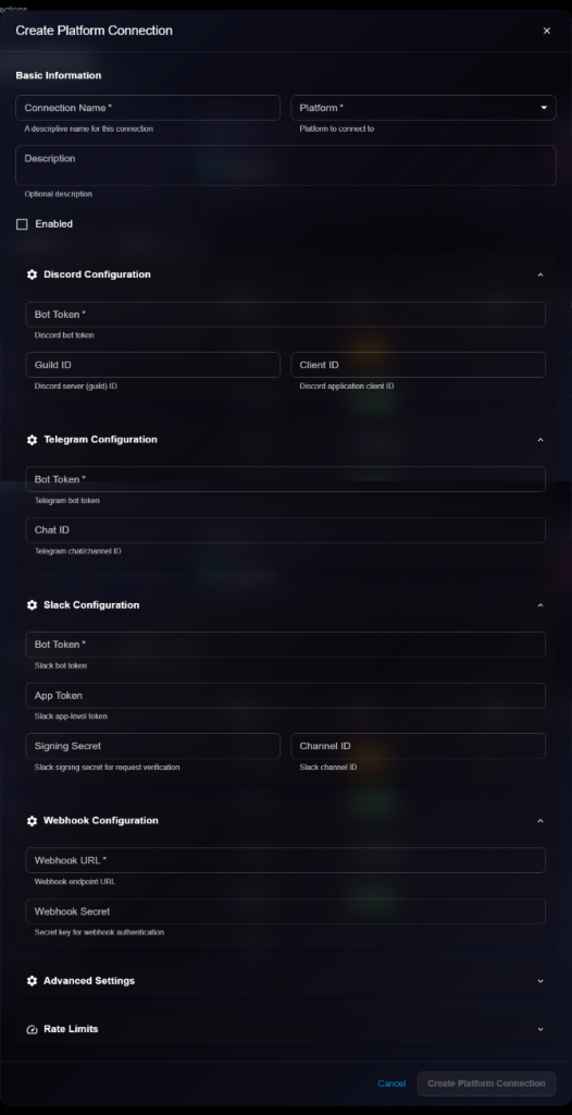 Create Platform Connection