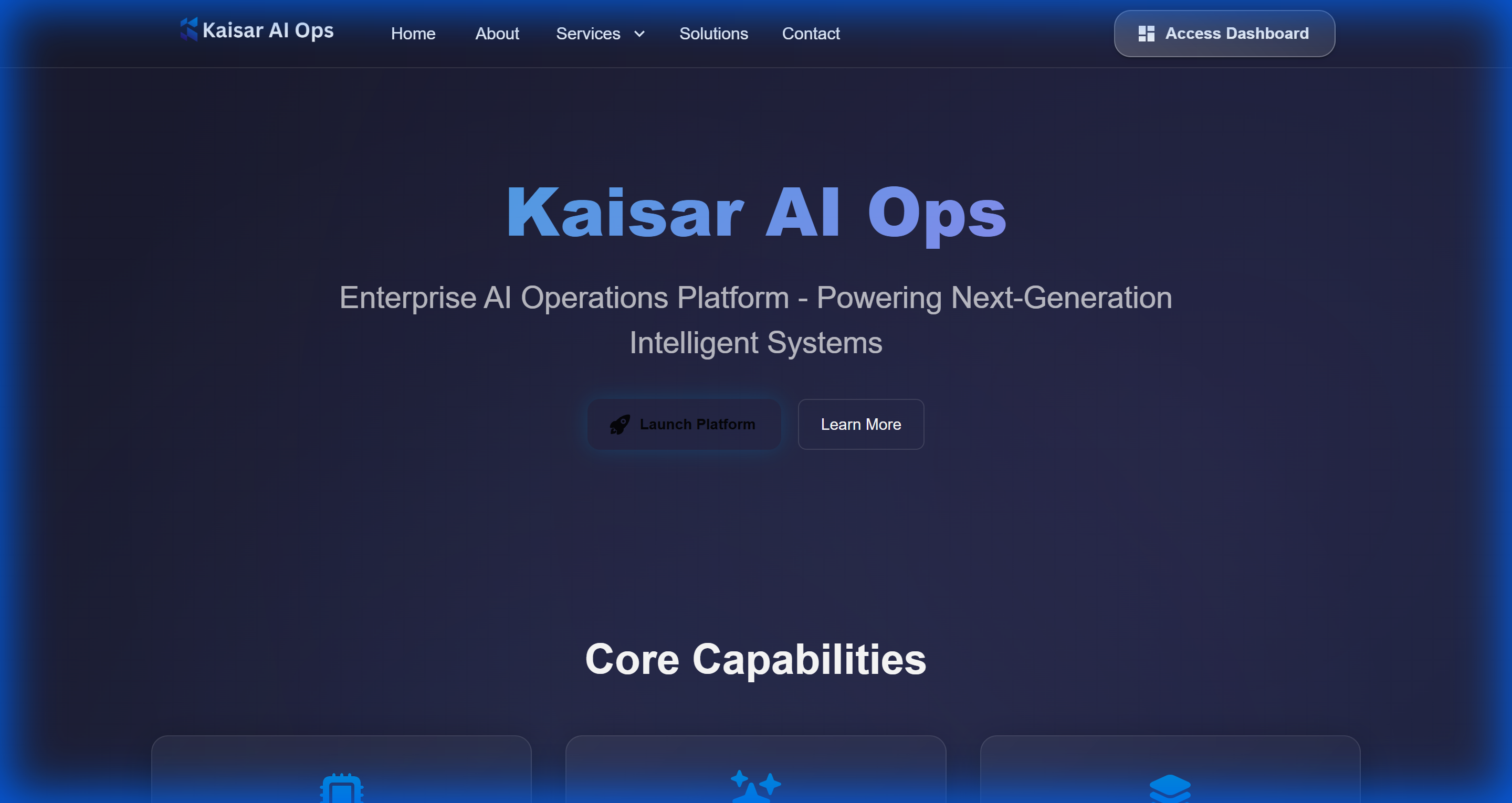 Kaisar AI Ops Homepage